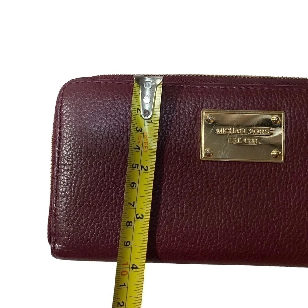 Michael kors burgundy red leather long zipper clutch wallet